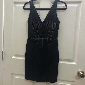 TOPSHOP 4 Black Dress Tight V Neck